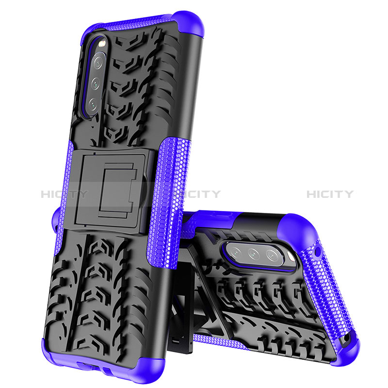 Custodia Silicone e Plastica Opaca Cover con Supporto JX2 per Sony Xperia 10 III Lite Viola