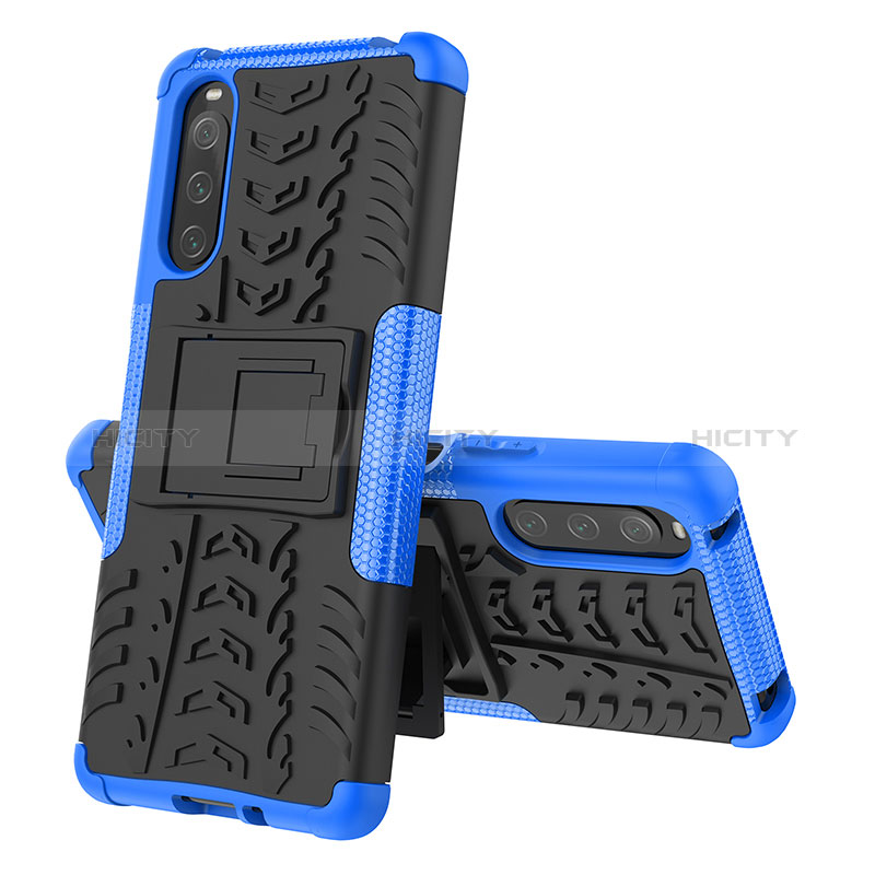 Custodia Silicone e Plastica Opaca Cover con Supporto JX2 per Sony Xperia 10 IV Blu