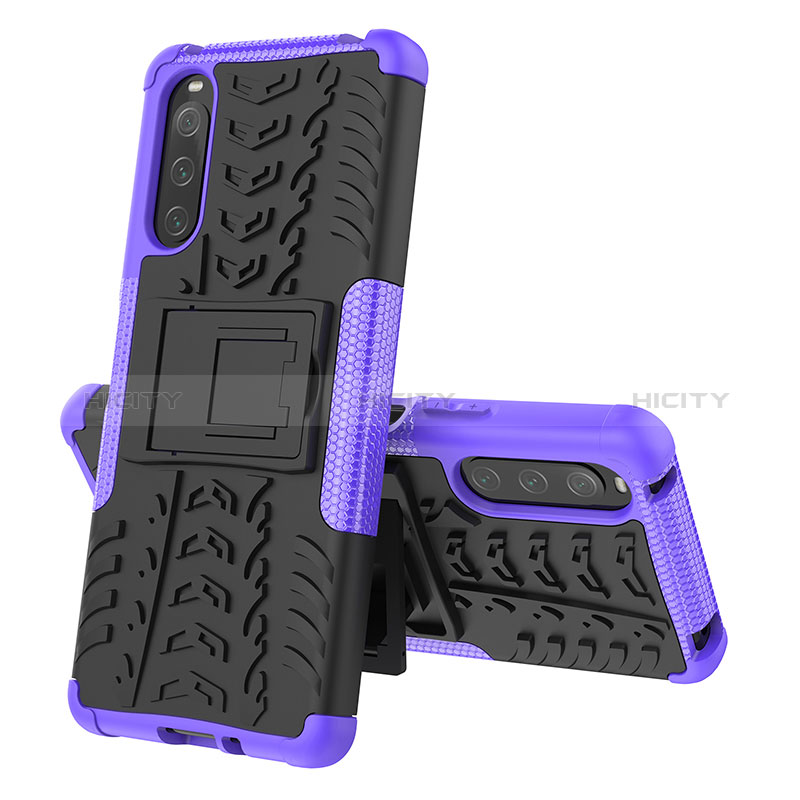 Custodia Silicone e Plastica Opaca Cover con Supporto JX2 per Sony Xperia 10 IV SOG07 Viola