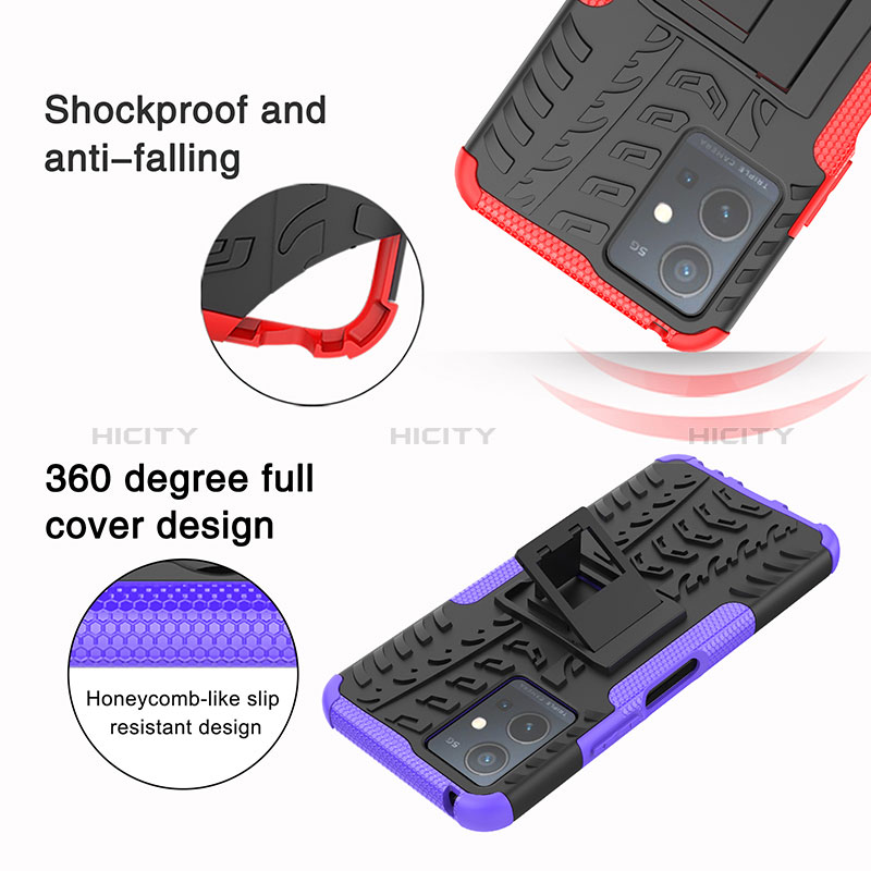 Custodia Silicone e Plastica Opaca Cover con Supporto JX2 per Vivo Y33e 5G