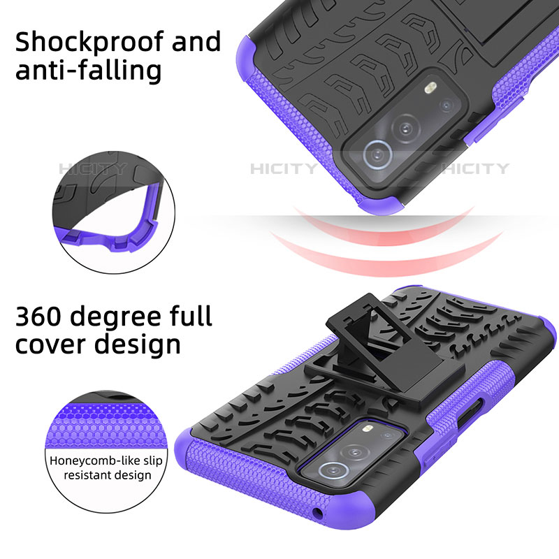 Custodia Silicone e Plastica Opaca Cover con Supporto JX2 per Vivo Y52 5G