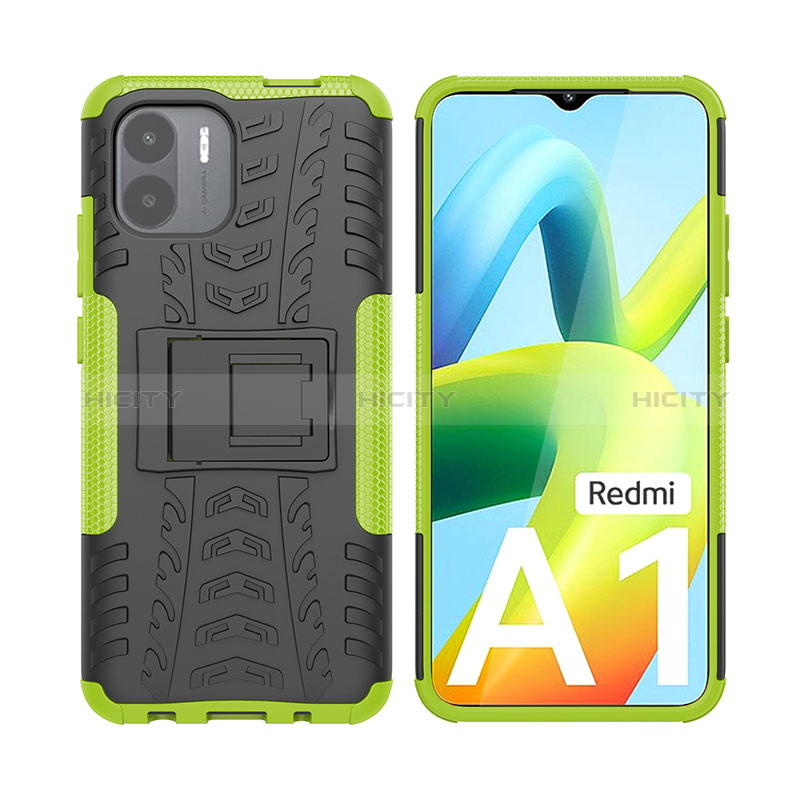 Custodia Silicone e Plastica Opaca Cover con Supporto JX2 per Xiaomi Poco C50 Verde