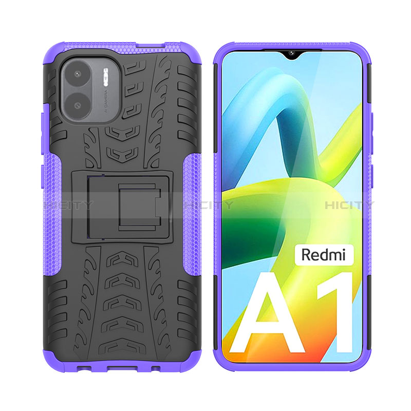 Custodia Silicone e Plastica Opaca Cover con Supporto JX2 per Xiaomi Poco C50 Viola