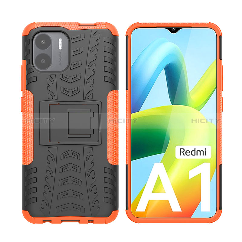 Custodia Silicone e Plastica Opaca Cover con Supporto JX2 per Xiaomi Poco C51 Arancione