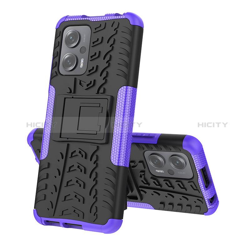 Custodia Silicone e Plastica Opaca Cover con Supporto JX2 per Xiaomi Poco X4 GT 5G Viola