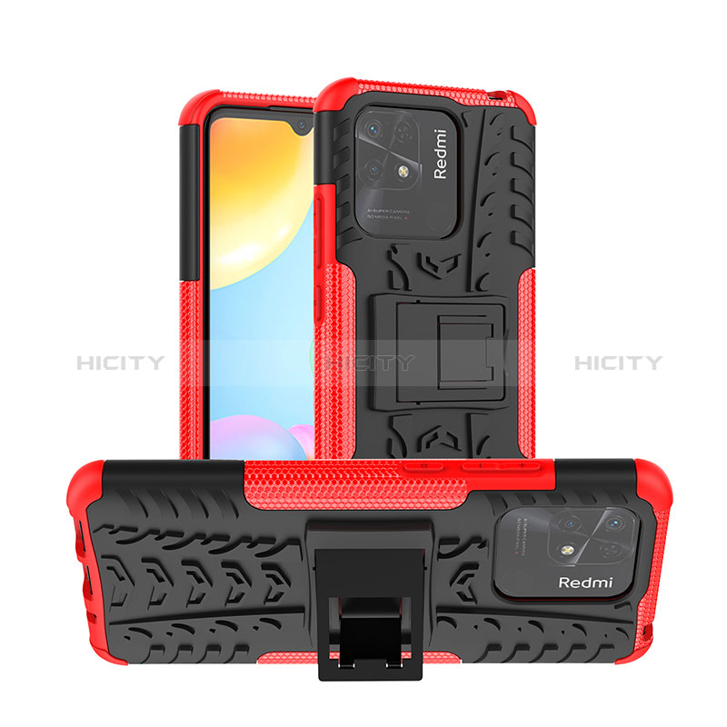 Custodia Silicone e Plastica Opaca Cover con Supporto JX2 per Xiaomi Redmi 10C 4G