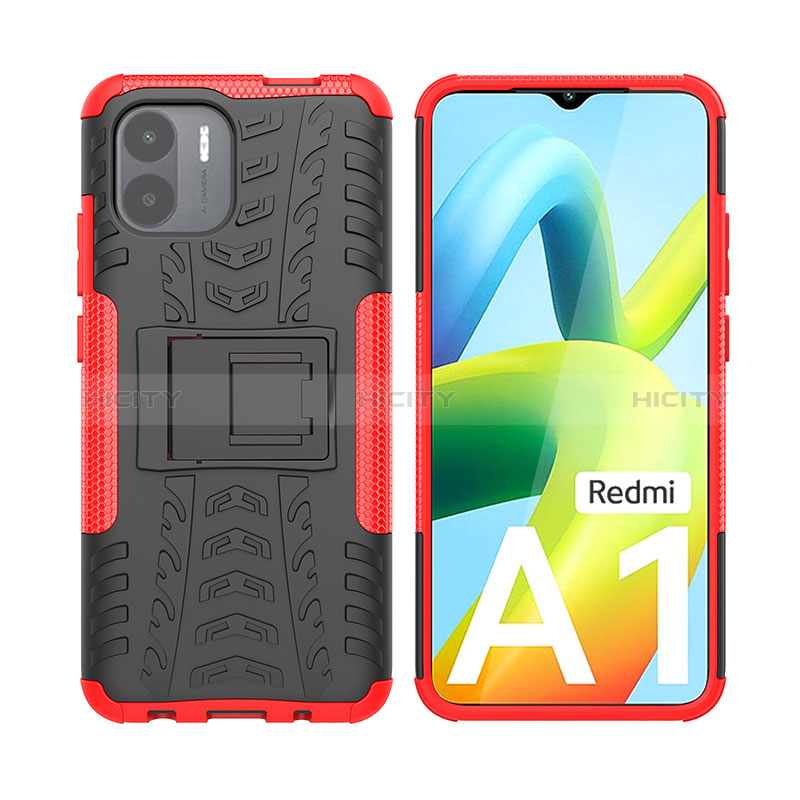 Custodia Silicone e Plastica Opaca Cover con Supporto JX2 per Xiaomi Redmi A1 Rosso