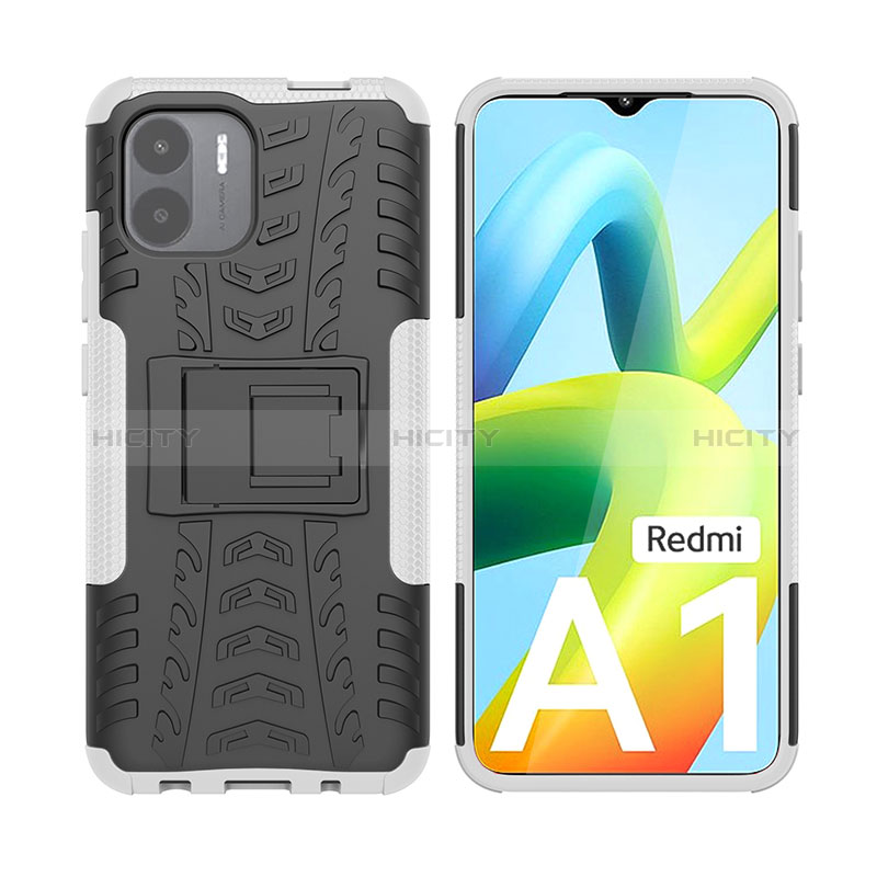 Custodia Silicone e Plastica Opaca Cover con Supporto JX2 per Xiaomi Redmi A2 Argento