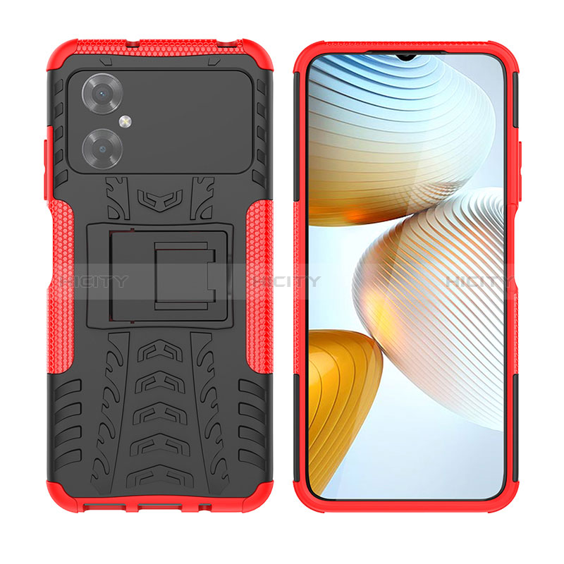 Custodia Silicone e Plastica Opaca Cover con Supporto JX2 per Xiaomi Redmi Note 11R 5G Rosso