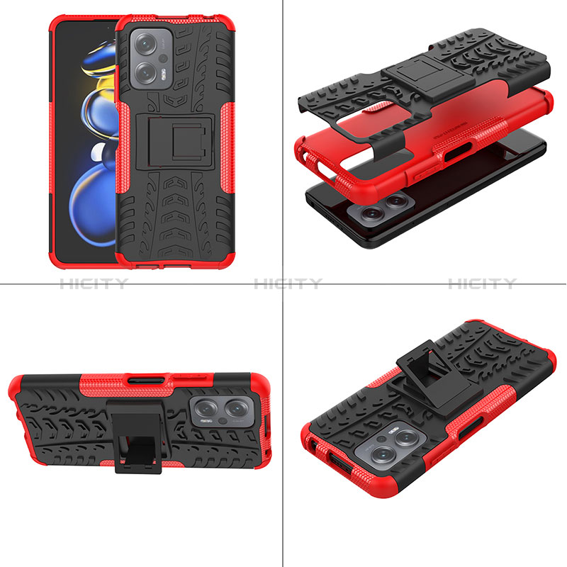 Custodia Silicone e Plastica Opaca Cover con Supporto JX2 per Xiaomi Redmi Note 11T Pro 5G