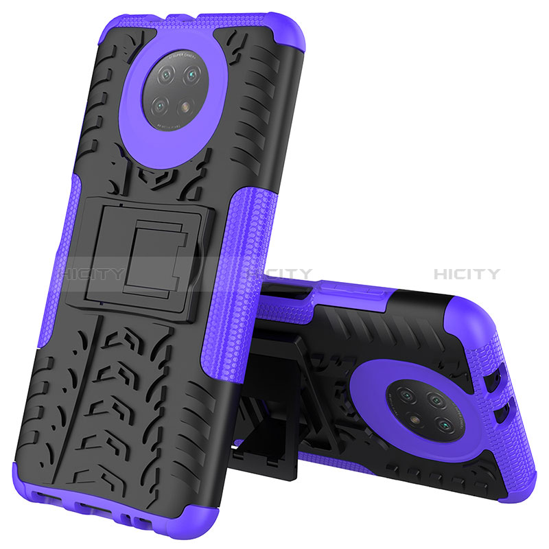 Custodia Silicone e Plastica Opaca Cover con Supporto JX2 per Xiaomi Redmi Note 9 5G Viola