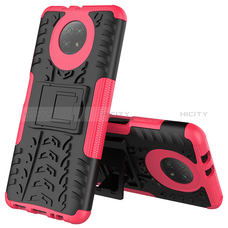 Custodia Silicone e Plastica Opaca Cover con Supporto JX2 per Xiaomi Redmi Note 9T 5G