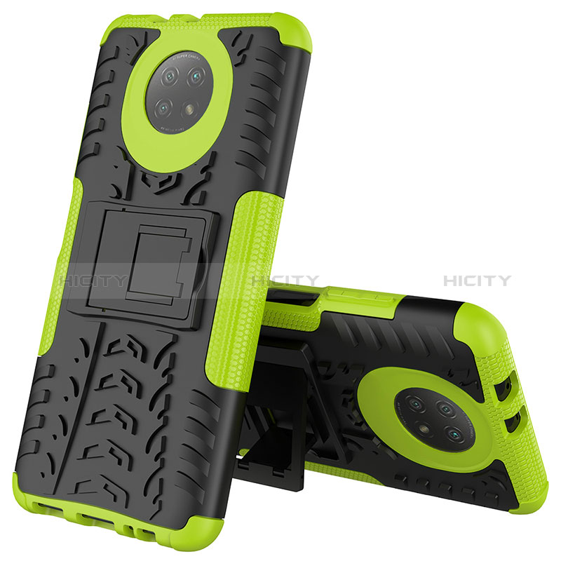 Custodia Silicone e Plastica Opaca Cover con Supporto JX2 per Xiaomi Redmi Note 9T 5G Verde