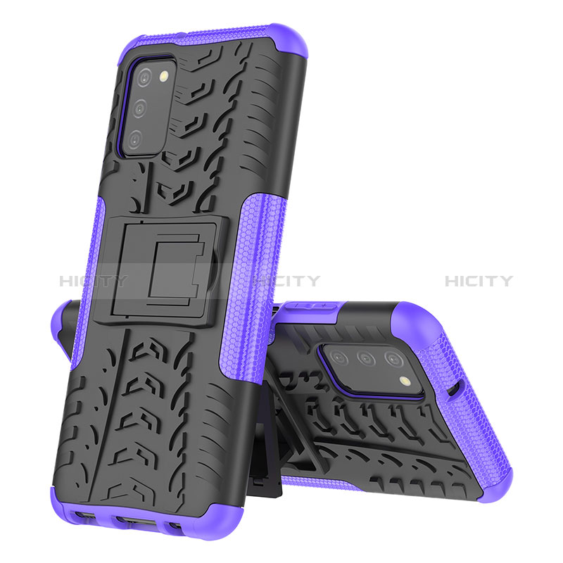 Custodia Silicone e Plastica Opaca Cover con Supporto JX4 per Samsung Galaxy A02s Viola