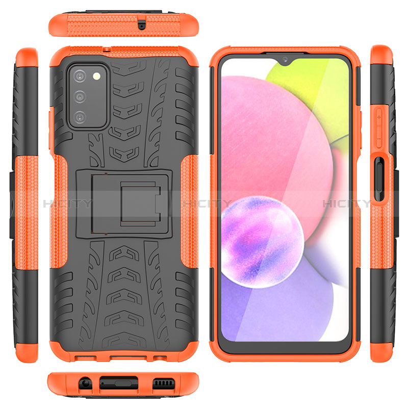 Custodia Silicone e Plastica Opaca Cover con Supporto JX5 per Samsung Galaxy A02s Arancione