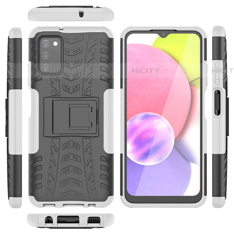 Custodia Silicone e Plastica Opaca Cover con Supporto JX5 per Samsung Galaxy A03s Argento