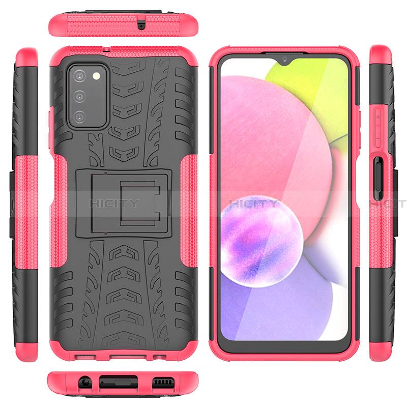 Custodia Silicone e Plastica Opaca Cover con Supporto JX5 per Samsung Galaxy F02S SM-E025F Rosa Caldo