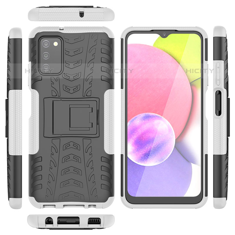 Custodia Silicone e Plastica Opaca Cover con Supporto JX5 per Samsung Galaxy M02s Argento