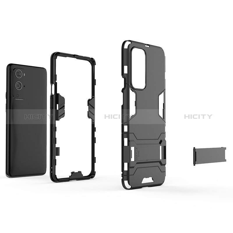 Custodia Silicone e Plastica Opaca Cover con Supporto KC1 per OnePlus 9 Pro 5G