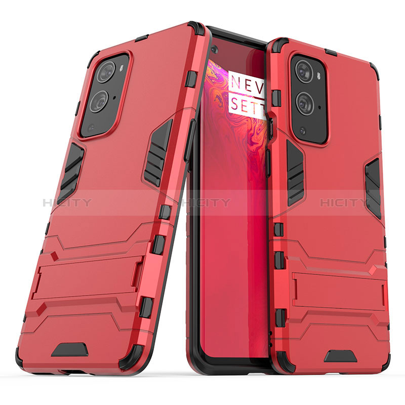 Custodia Silicone e Plastica Opaca Cover con Supporto KC1 per OnePlus 9 Pro 5G