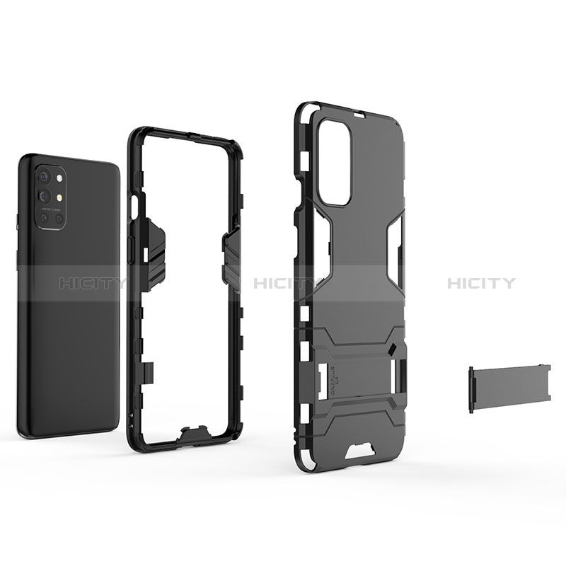 Custodia Silicone e Plastica Opaca Cover con Supporto KC1 per OnePlus 9R 5G