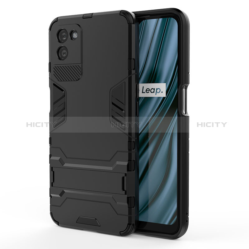 Custodia Silicone e Plastica Opaca Cover con Supporto KC1 per Realme V11 5G Nero