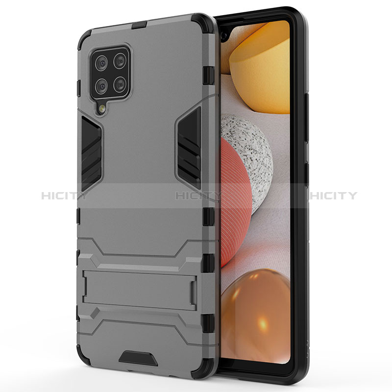 Custodia Silicone e Plastica Opaca Cover con Supporto KC1 per Samsung Galaxy A42 5G Grigio