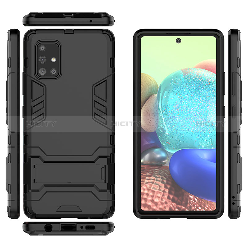 Custodia Silicone e Plastica Opaca Cover con Supporto KC1 per Samsung Galaxy A71 4G A715