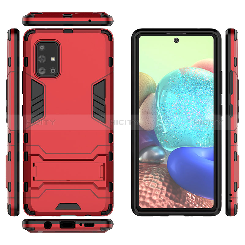 Custodia Silicone e Plastica Opaca Cover con Supporto KC1 per Samsung Galaxy A71 4G A715