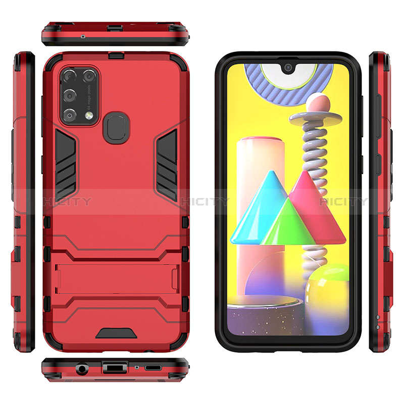 Custodia Silicone e Plastica Opaca Cover con Supporto KC1 per Samsung Galaxy M31