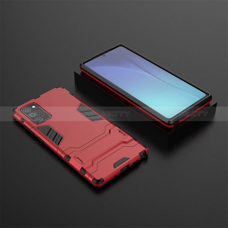 Custodia Silicone e Plastica Opaca Cover con Supporto KC1 per Samsung Galaxy Note 20 5G Rosso