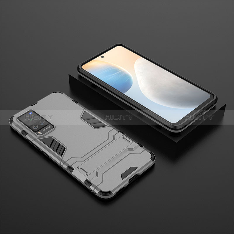 Custodia Silicone e Plastica Opaca Cover con Supporto KC1 per Vivo X60 Pro 5G