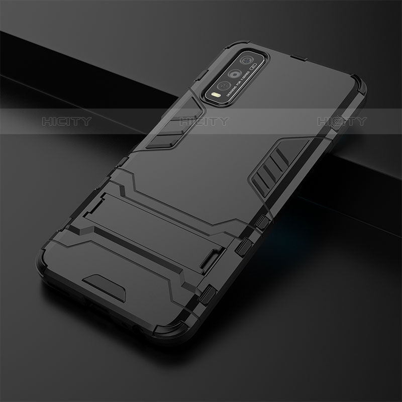 Custodia Silicone e Plastica Opaca Cover con Supporto KC1 per Vivo Y70S 5G