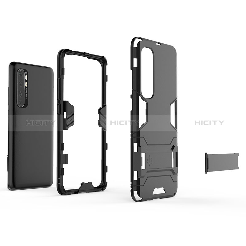 Custodia Silicone e Plastica Opaca Cover con Supporto KC1 per Xiaomi Mi Note 10 Lite