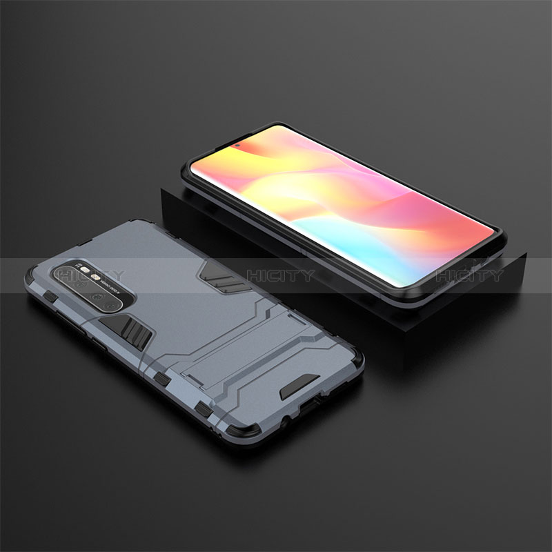 Custodia Silicone e Plastica Opaca Cover con Supporto KC1 per Xiaomi Mi Note 10 Lite Blu