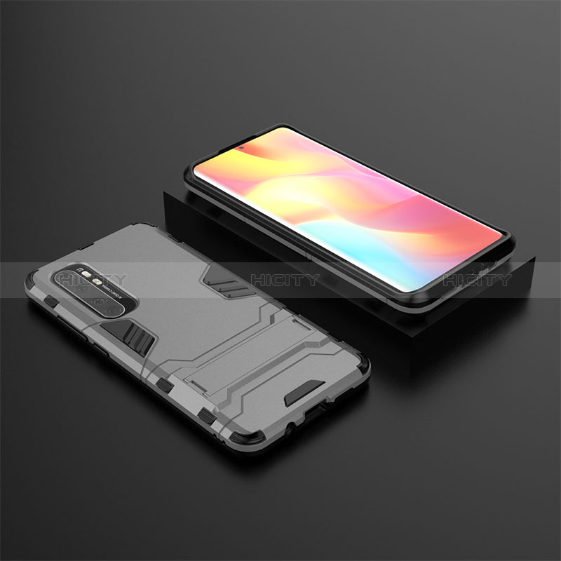 Custodia Silicone e Plastica Opaca Cover con Supporto KC1 per Xiaomi Mi Note 10 Lite Grigio