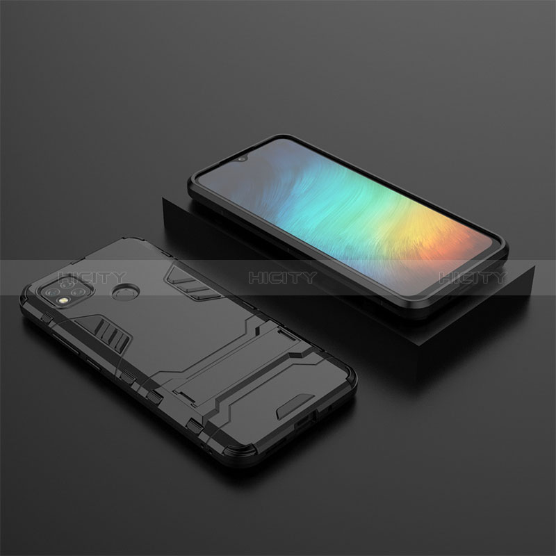 Custodia Silicone e Plastica Opaca Cover con Supporto KC1 per Xiaomi POCO C3 Nero