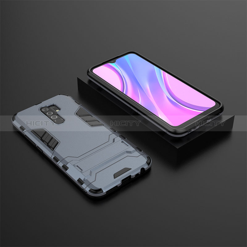 Custodia Silicone e Plastica Opaca Cover con Supporto KC1 per Xiaomi Poco M2 Blu