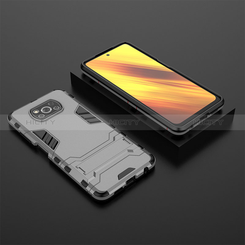 Custodia Silicone e Plastica Opaca Cover con Supporto KC1 per Xiaomi Poco X3 NFC