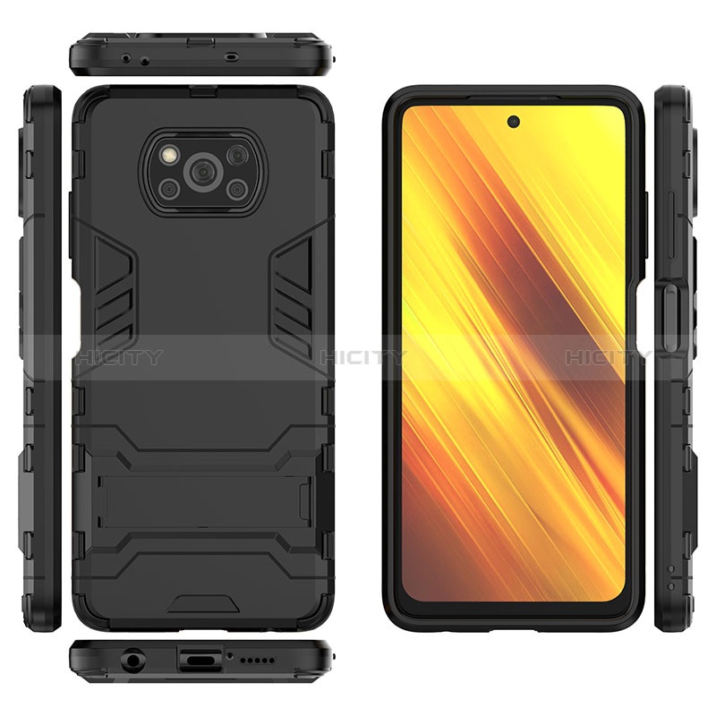 Custodia Silicone e Plastica Opaca Cover con Supporto KC1 per Xiaomi Poco X3 Pro