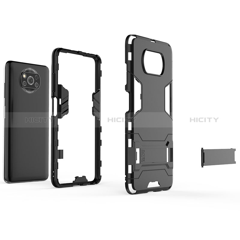 Custodia Silicone e Plastica Opaca Cover con Supporto KC1 per Xiaomi Poco X3 Pro