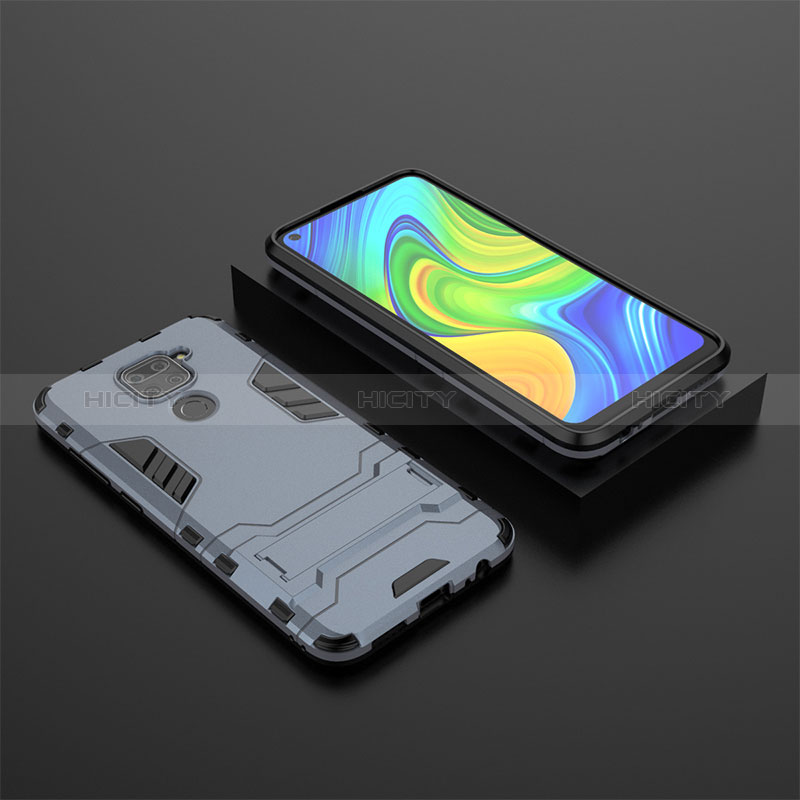 Custodia Silicone e Plastica Opaca Cover con Supporto KC1 per Xiaomi Redmi 10X 4G Blu