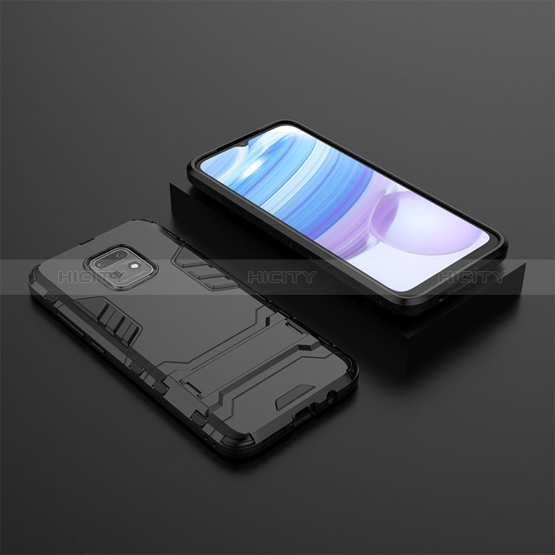 Custodia Silicone e Plastica Opaca Cover con Supporto KC1 per Xiaomi Redmi 10X Pro 5G Nero