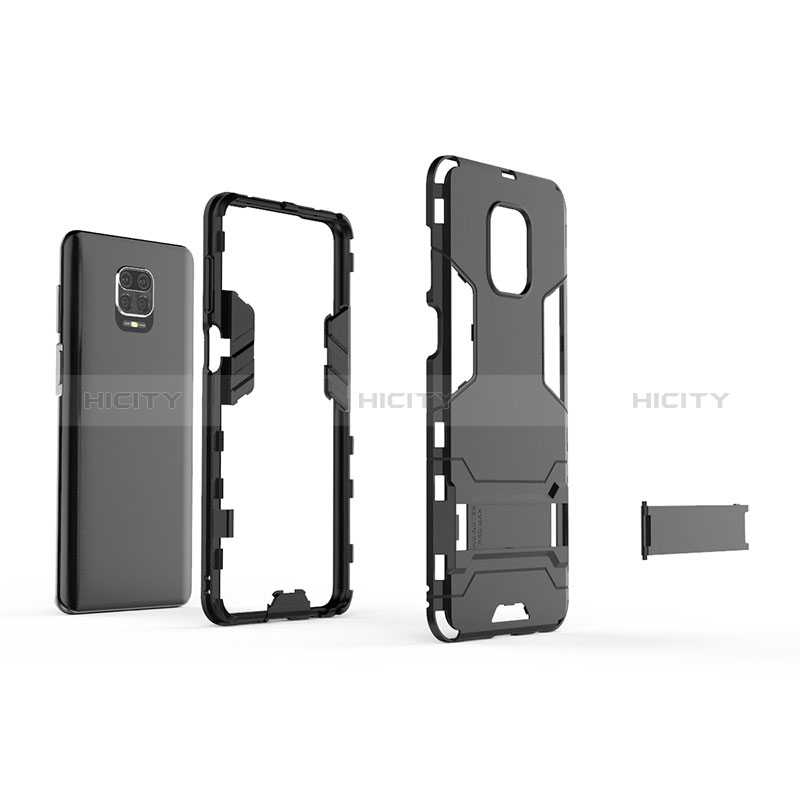 Custodia Silicone e Plastica Opaca Cover con Supporto KC1 per Xiaomi Redmi Note 9 Pro