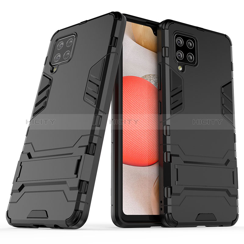 Custodia Silicone e Plastica Opaca Cover con Supporto KC2 per Samsung Galaxy A42 5G Nero