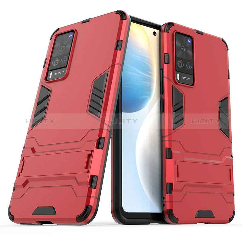 Custodia Silicone e Plastica Opaca Cover con Supporto KC2 per Vivo X60 Pro 5G