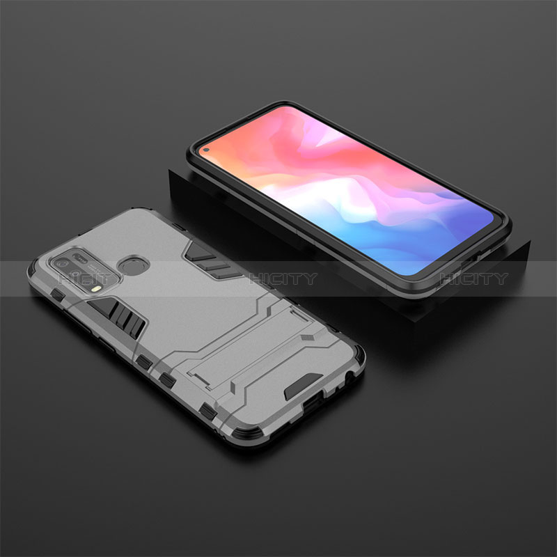 Custodia Silicone e Plastica Opaca Cover con Supporto KC2 per Vivo Y50 Grigio