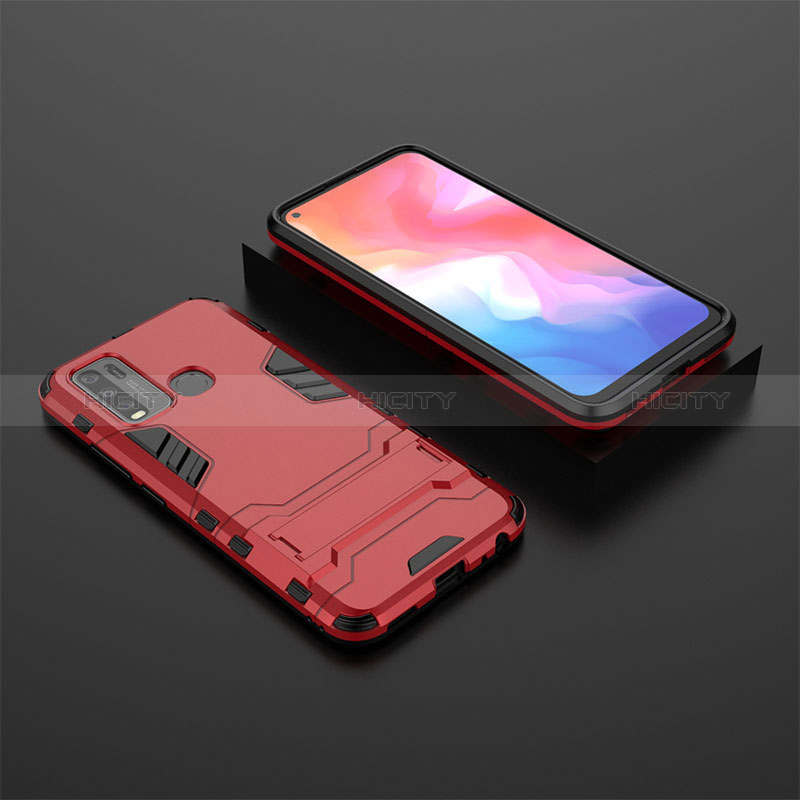 Custodia Silicone e Plastica Opaca Cover con Supporto KC2 per Vivo Y50 Rosso