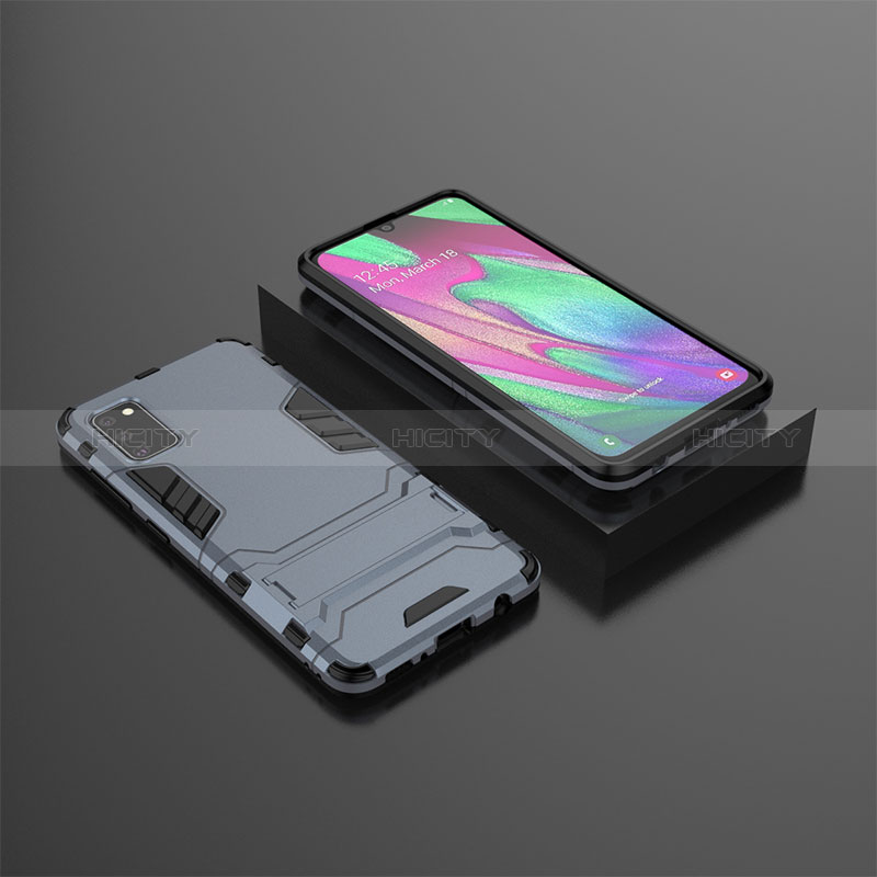 Custodia Silicone e Plastica Opaca Cover con Supporto KC3 per Samsung Galaxy A41 Blu