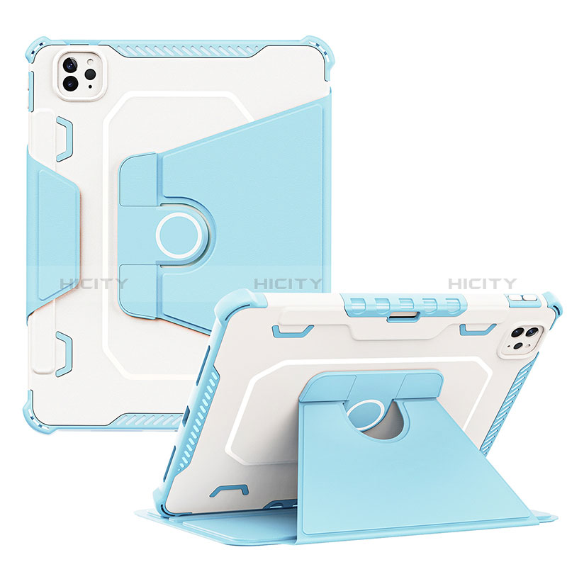 Custodia Silicone e Plastica Opaca Cover con Supporto L04 per Apple iPad Pro 11 (2022) Blu